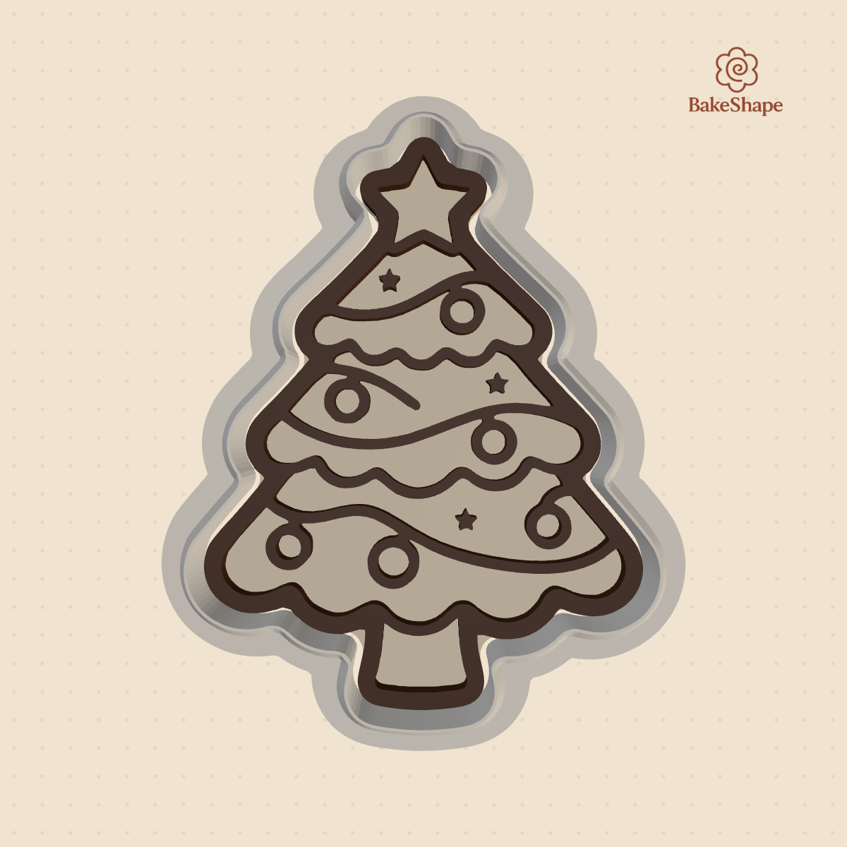3D printed christmas tree cookie cutter and matching stamp