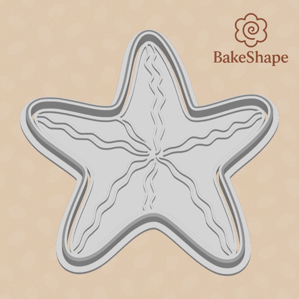 3D printable starfish textured cookie cutter and embosser STL file for fondant and cookies