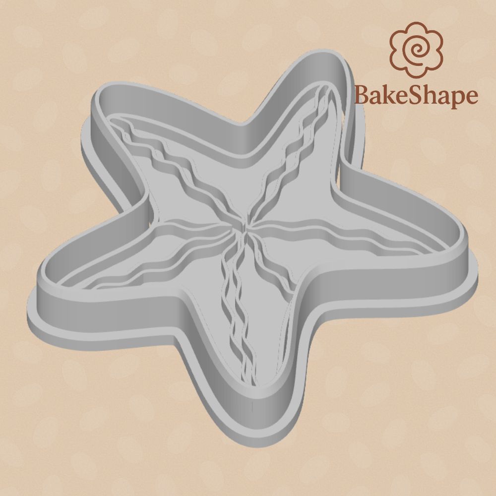 3D printable starfish textured cookie cutter and embosser STL file for fondant and cookies