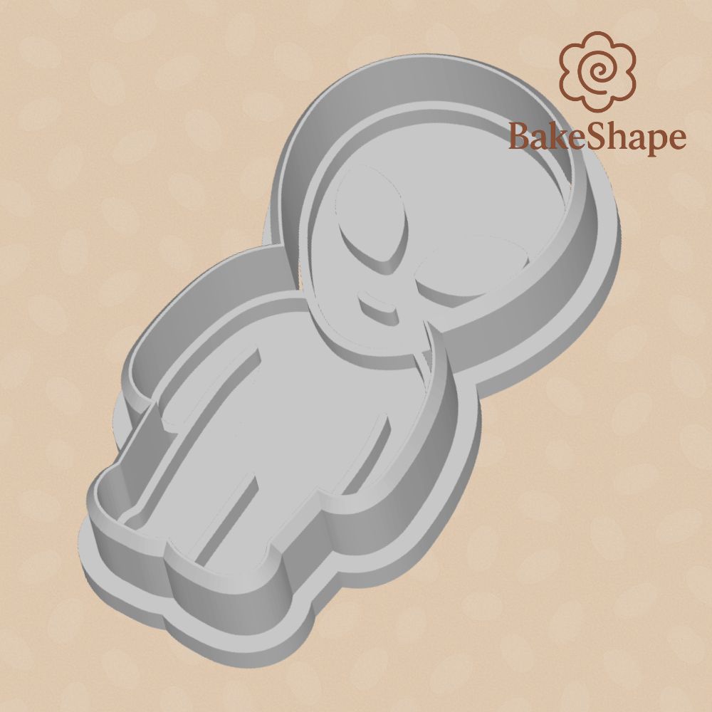 3D printable alien cookie cutter STL file with cartoon-style extraterrestrial