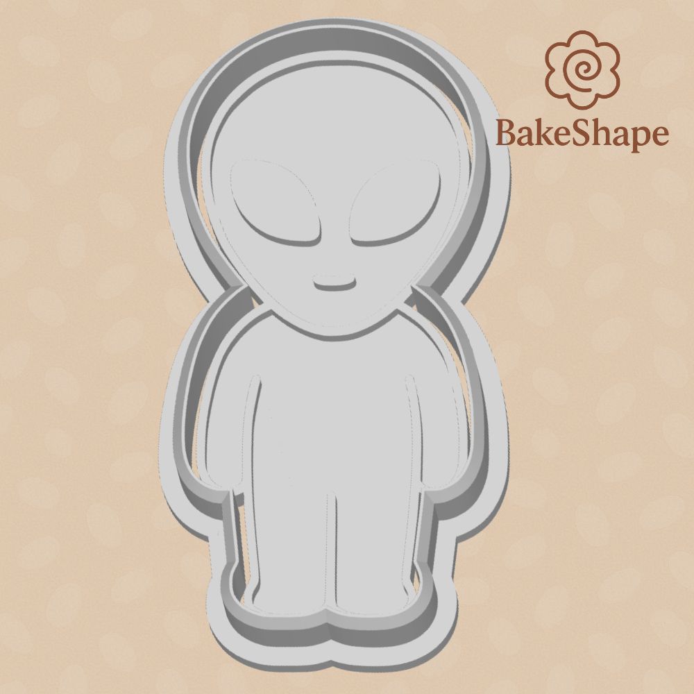 3D printable alien cookie cutter STL file with cartoon-style extraterrestrial