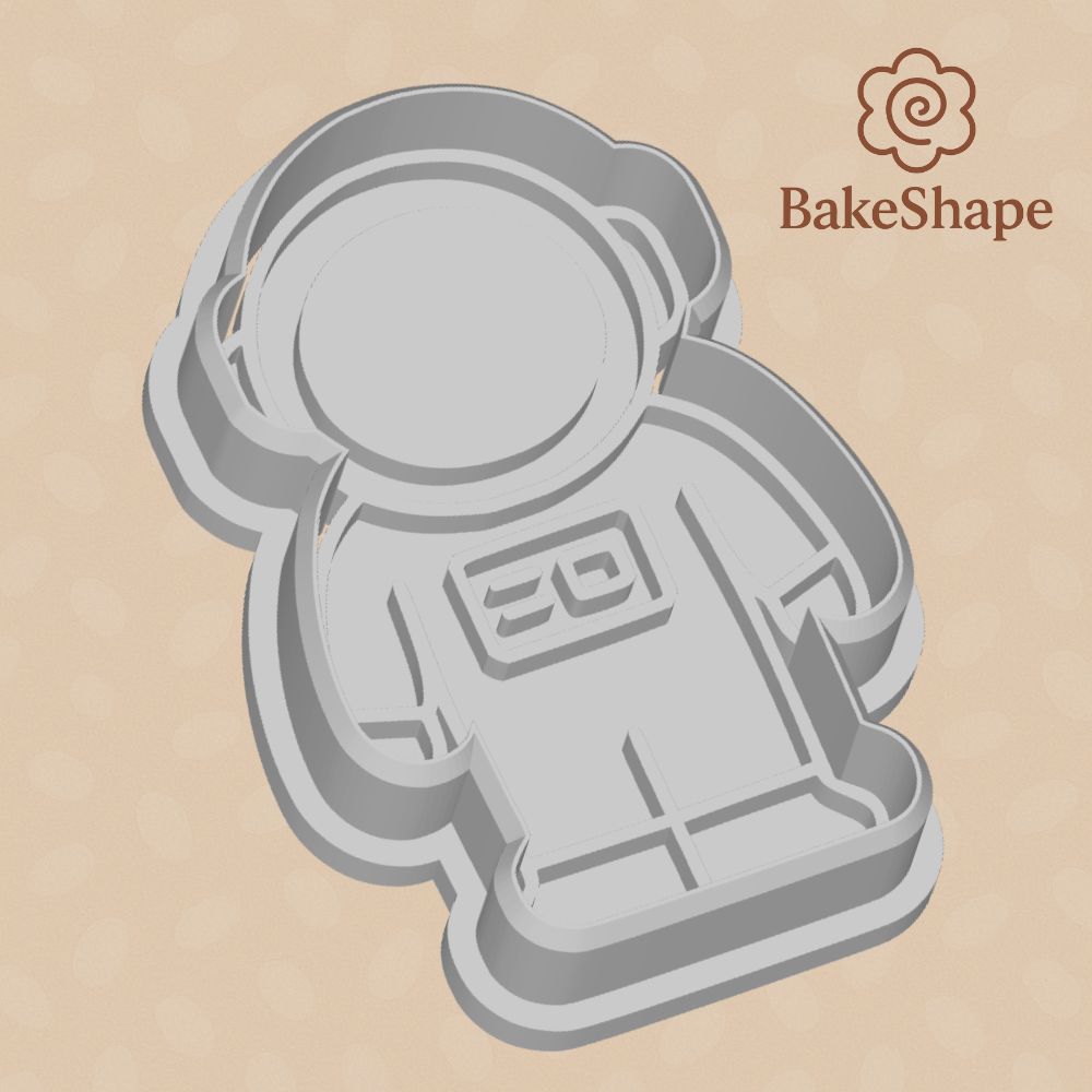 3D printable astronaut cookie cutter STL file with helmet and suit design