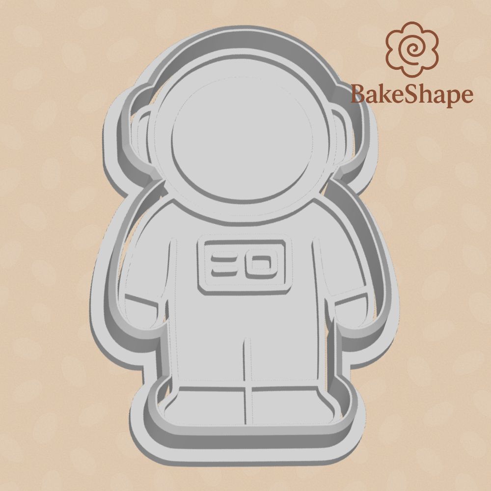 3D printable astronaut cookie cutter STL file with helmet and suit design