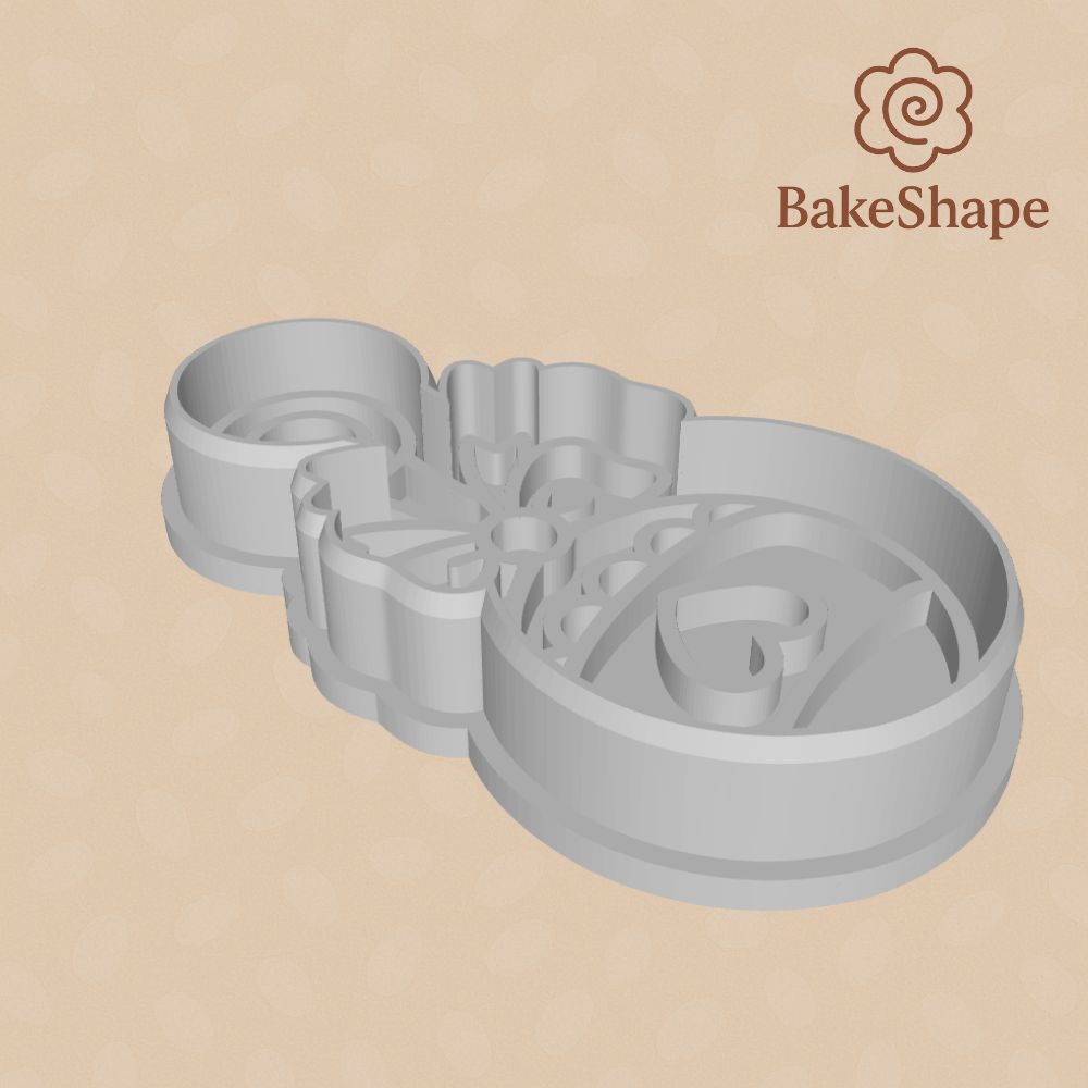 Baby rattle cookie cutter and embosser STL file for baby showers