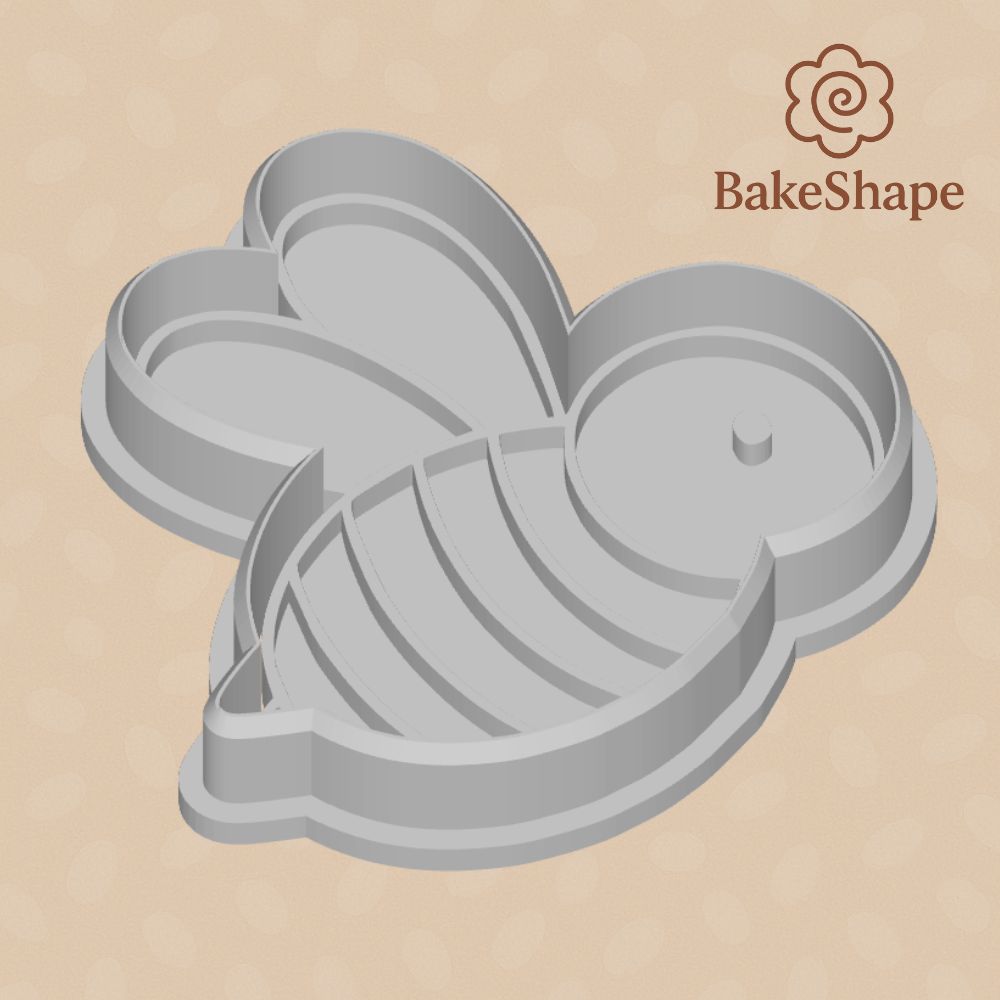 Side view of bumble bee cookie cutter STL showing cutting depth and wing detail