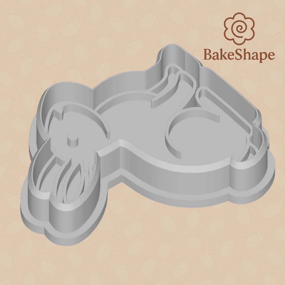 Angled image of bunny cookie cutter STL perfect for Easter and animal-themed bakes