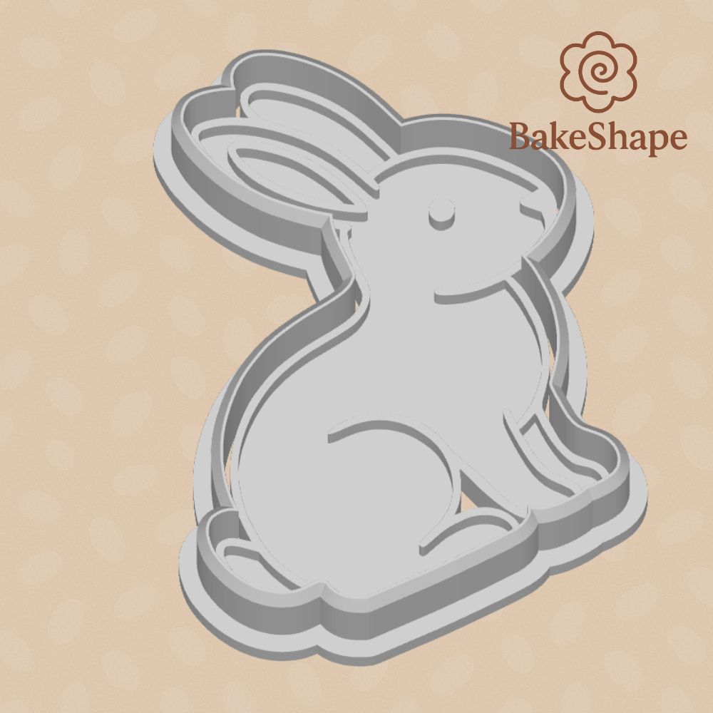 3D printable bunny cookie cutter STL file with sitting rabbit design