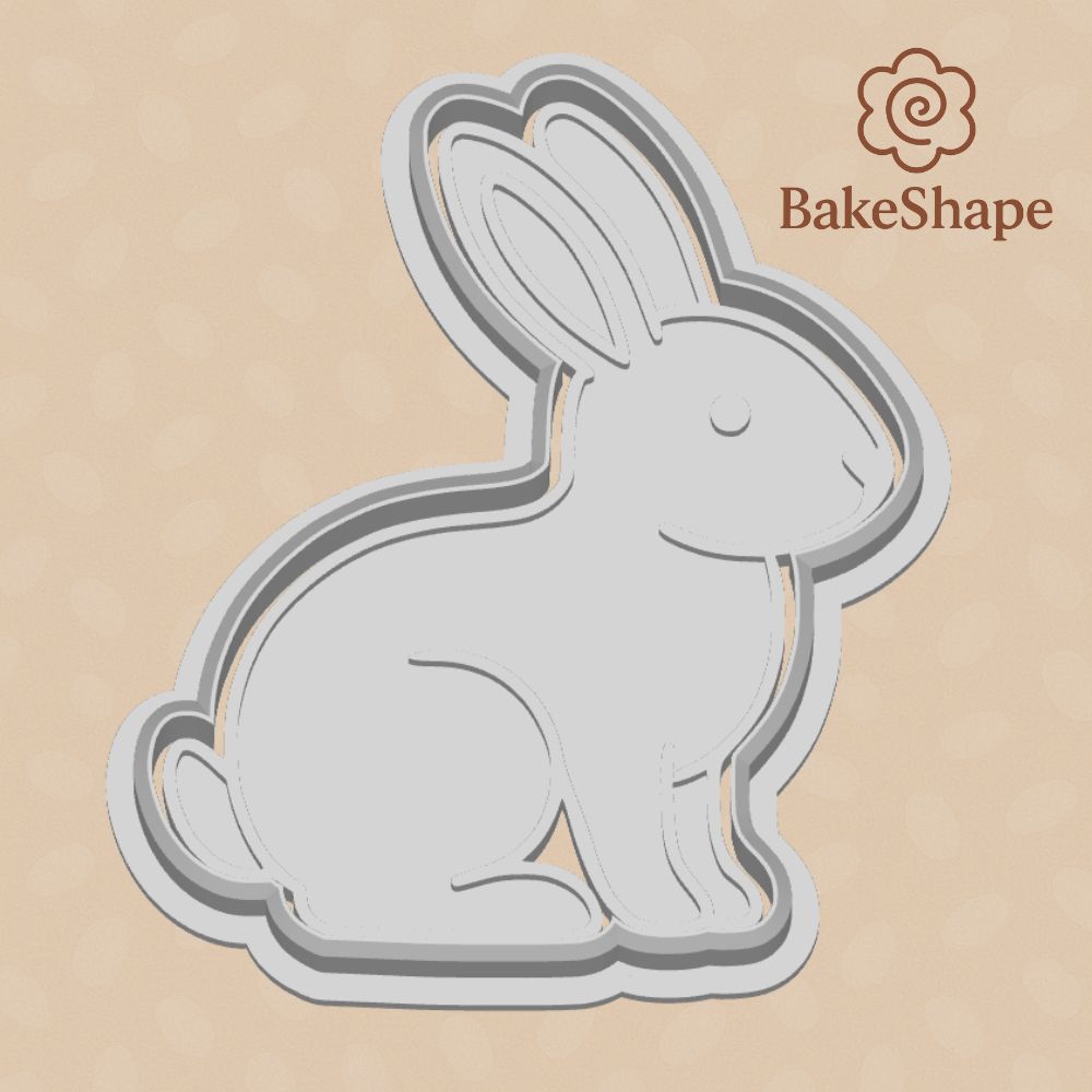 3D printable bunny cookie cutter STL file with sitting rabbit design