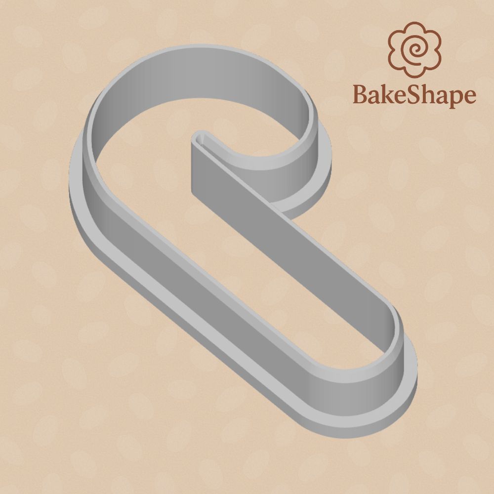Candy cane cookie cutter STL file – top view of 3D printable design