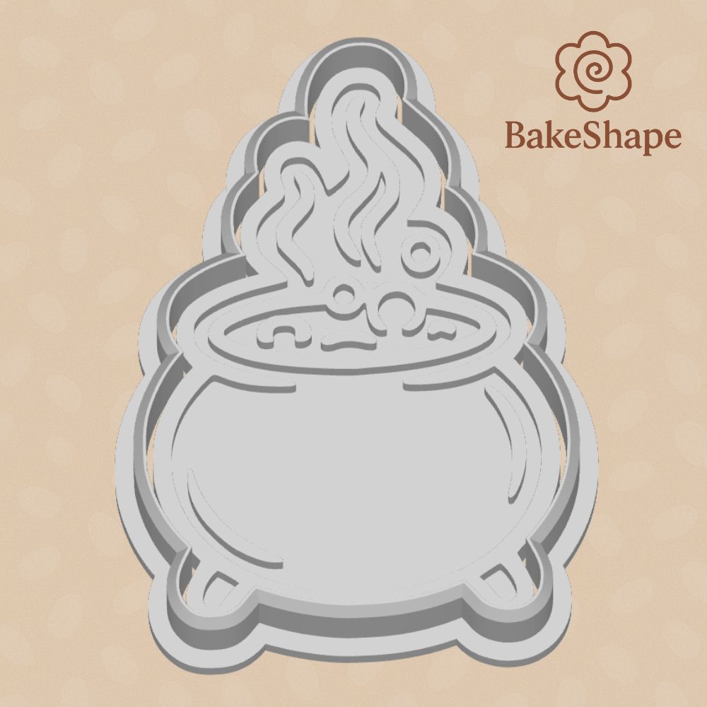 Cauldron cookie cutter and embosser STL file – Halloween 3D printable design