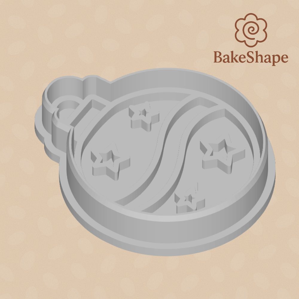 Christmas bauble cookie cutter and embosser STL – front view