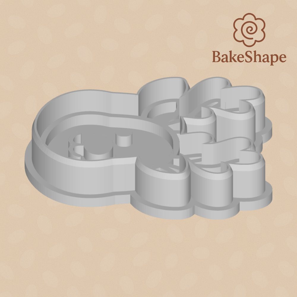 Christmas reindeer cookie cutter and embosser STL file - top-down view