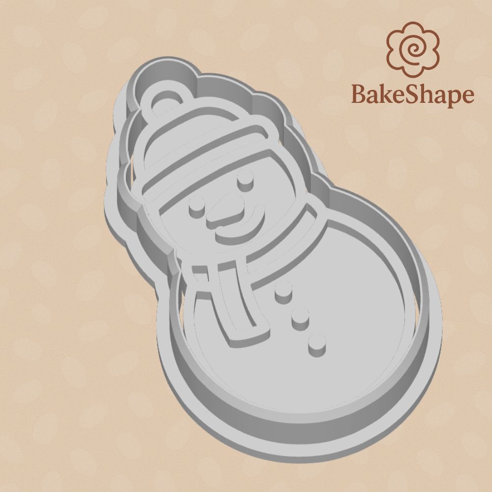 3D printable snowman cutter STL for cookies, fondant, and playdough
