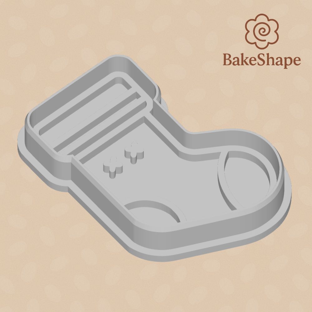 Christmas stocking cookie cutter STL file – top-down 3D printable view