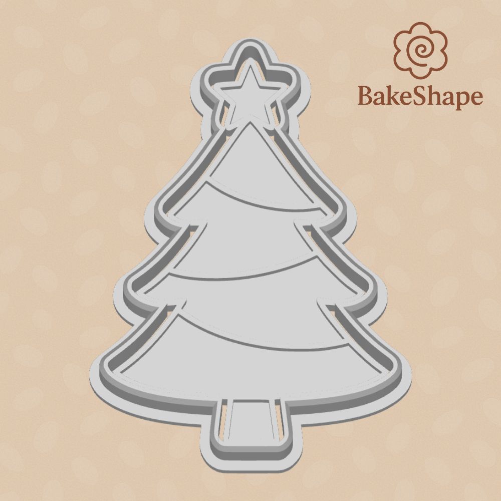 Christmas tree cookie cutter STL file with star topper design