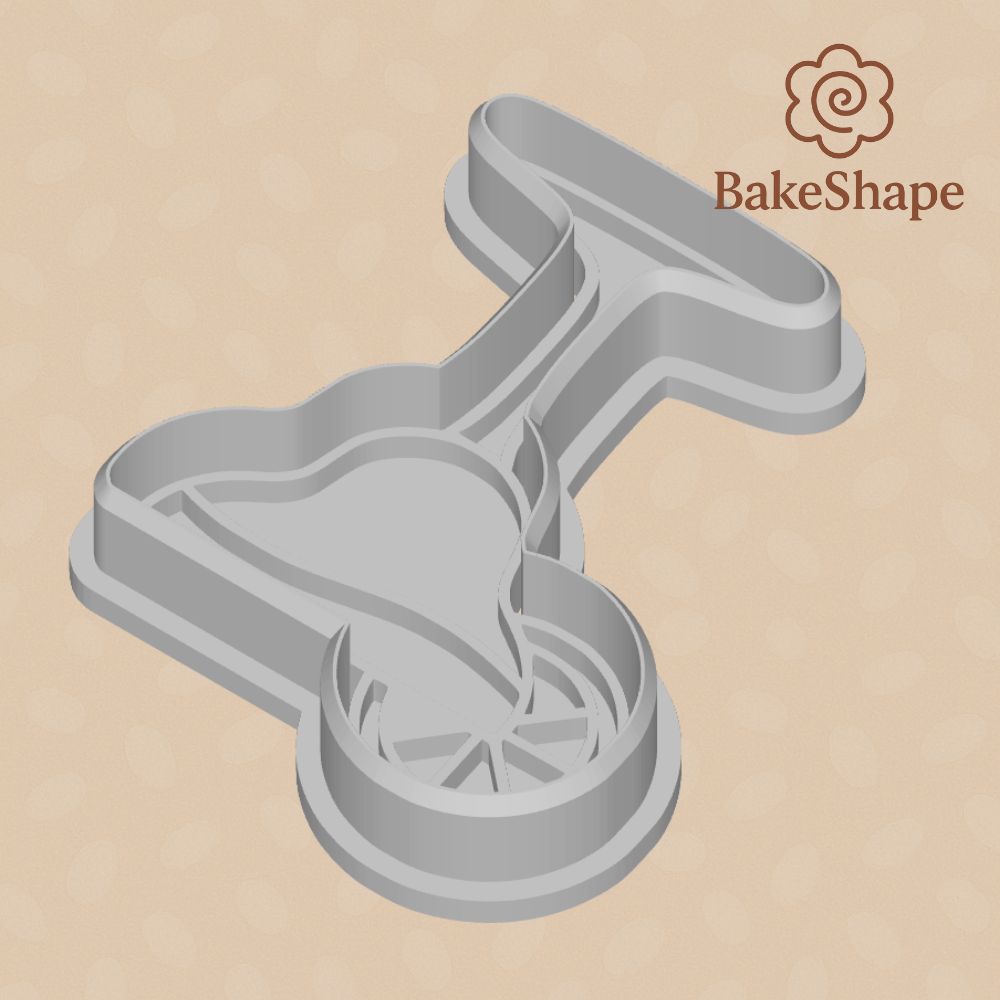 Angled image of cocktail cookie cutter STL perfect for beach or party cookie themes