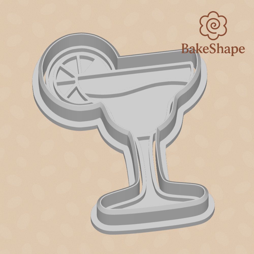 Side view of cocktail cookie cutter STL showing curved glass shape and clean edge