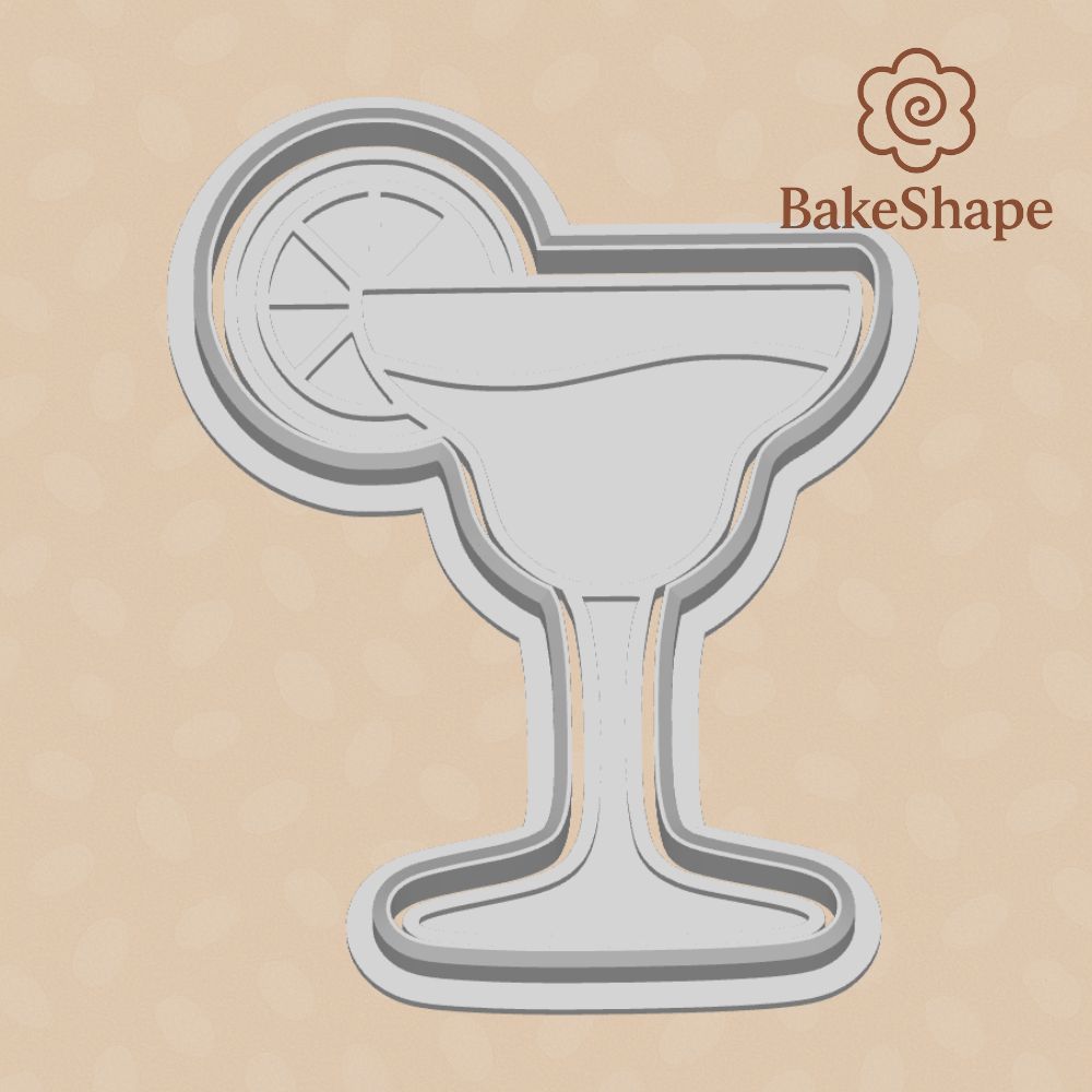 3D printable cocktail cookie cutter STL with citrus slice garnish