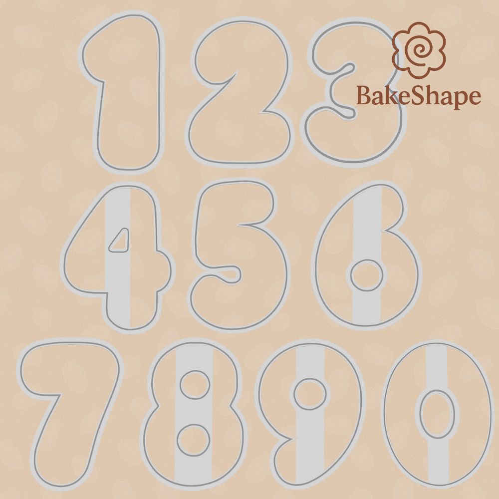 Bubble Number Cookie Cutter Set STL File – 3D Printable Numbers 0–9