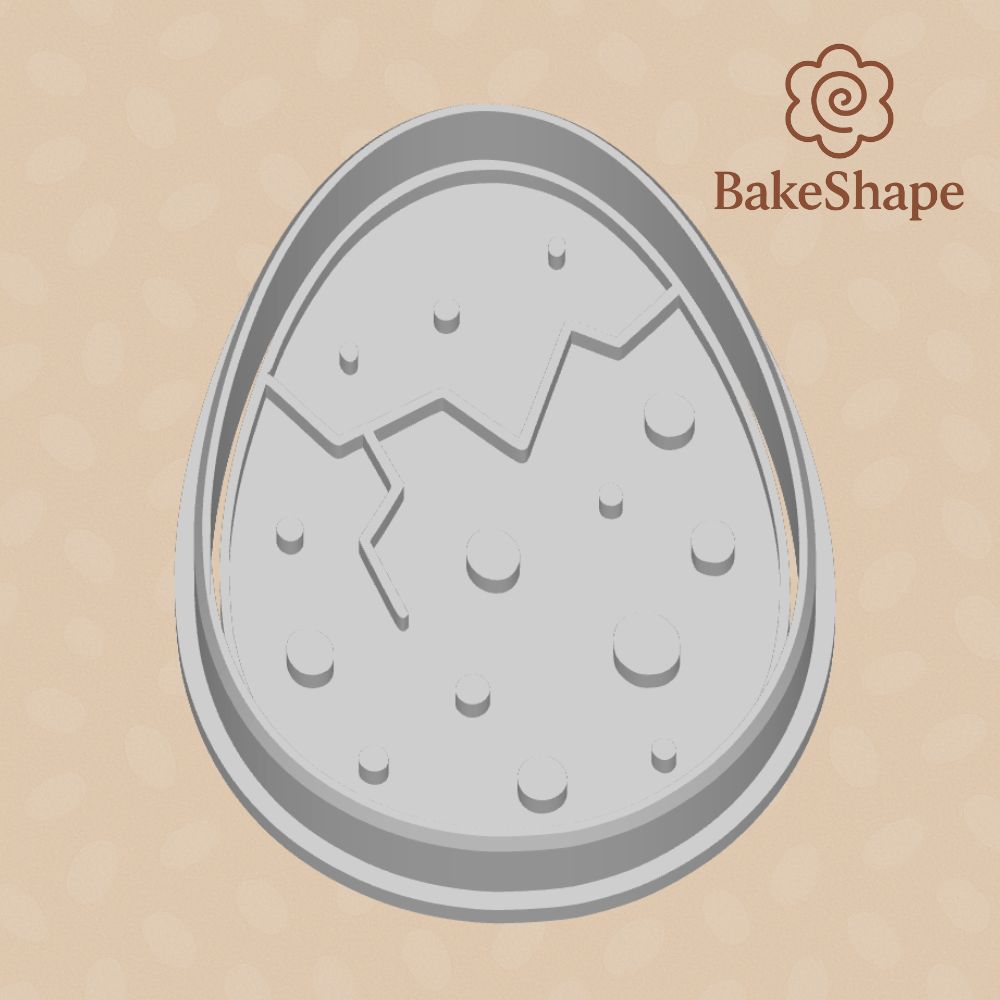3D printable cracked dinosaur egg cookie cutter and embosser STL file for cookies and fondant