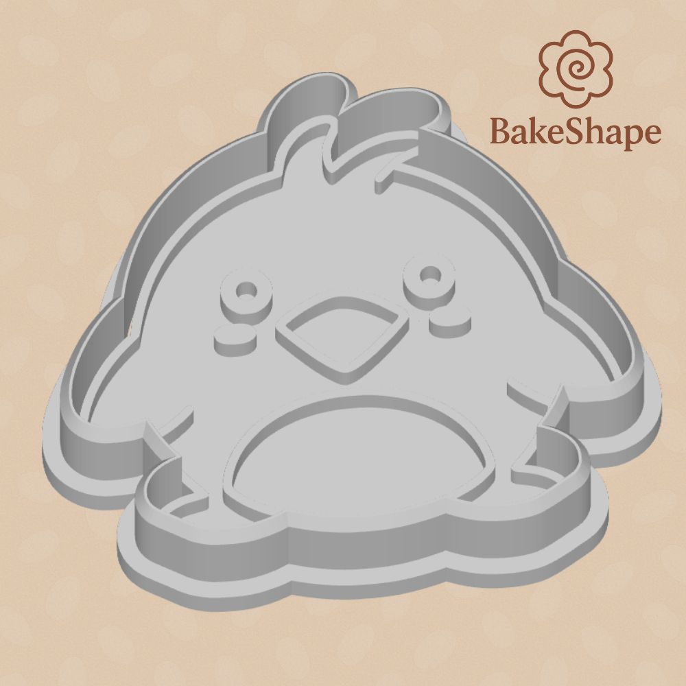 Angled image of cute bird cookie cutter STL perfect for baby-themed or animal cookies