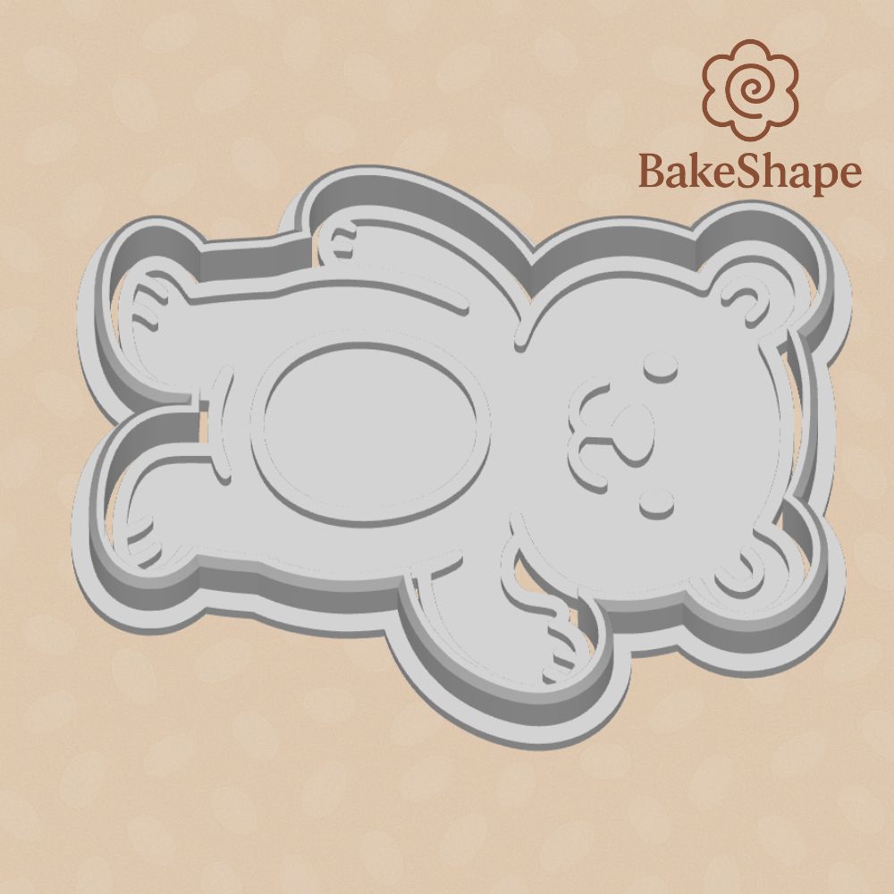 3D printable cute bear cookie cutter and embosser STL file for fondant and cookies