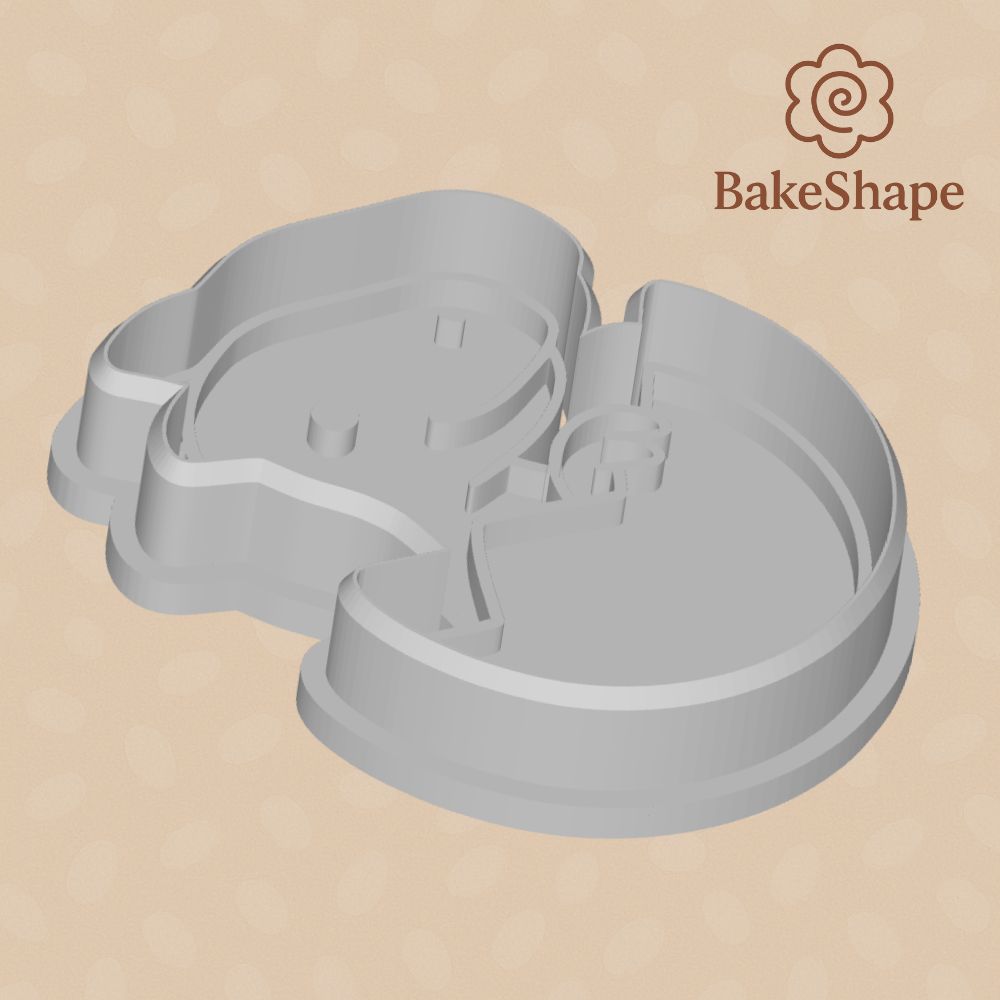 Angled image of baby dinosaur cookie cutter STL perfect for themed birthday cookies