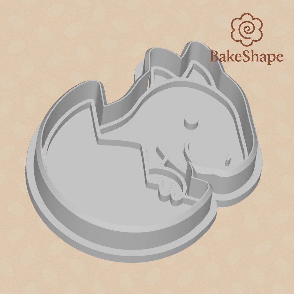 Side view of hatching dinosaur cookie cutter STL showing depth and cute silhouette