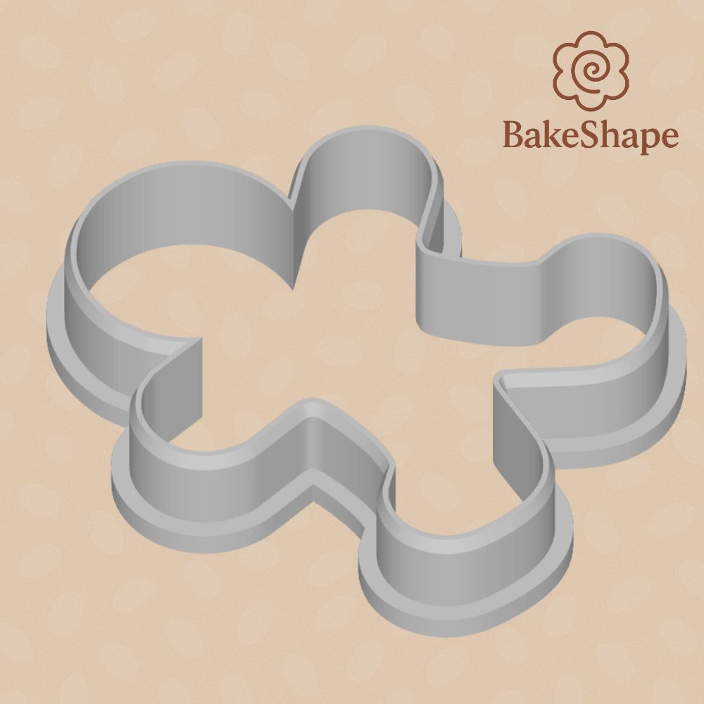 Free gingerbread man outline cookie cutter STL – angled side view