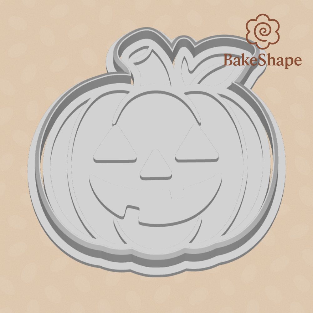 Halloween pumpkin cookie cutter and embosser STL – jack-o’-lantern design