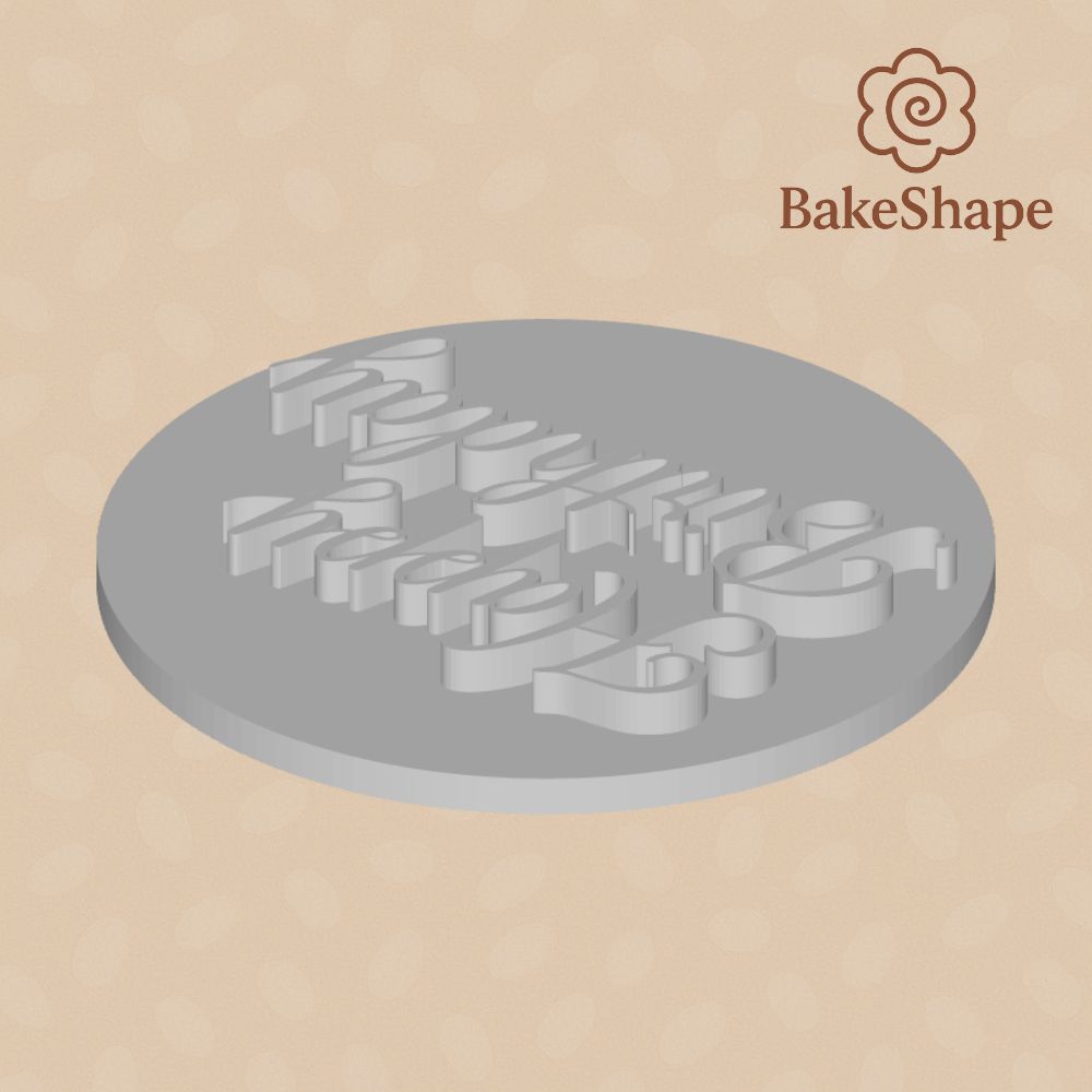 3D printable Happy Birthday cookie stamp fits 70mm circle cutter