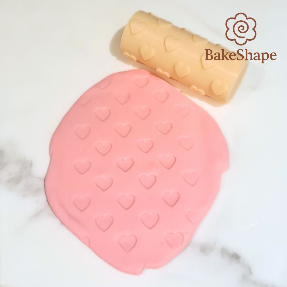 Heart Embossed Rolling Pin STL File – 3D Printable Texture Roller for Fondant, Clay &amp; Playdough
