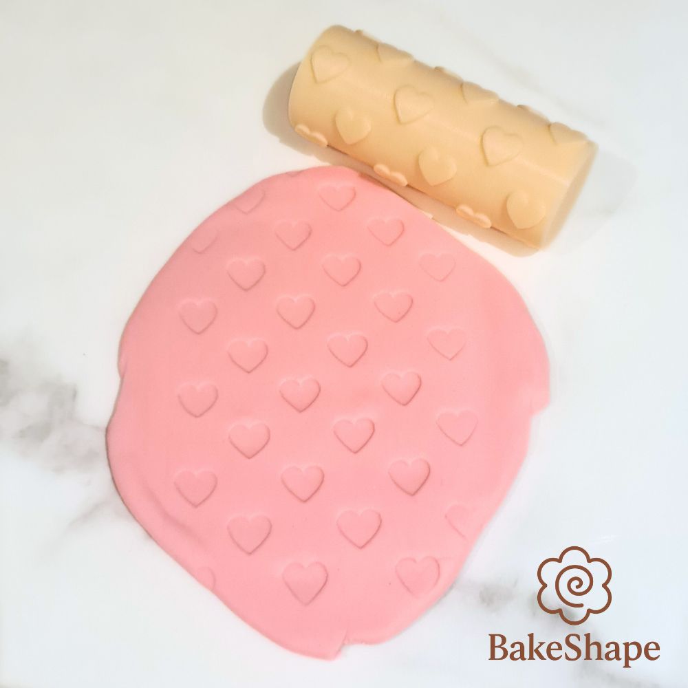 3D printable heart embossed rolling pin for fondant, clay, and playdough