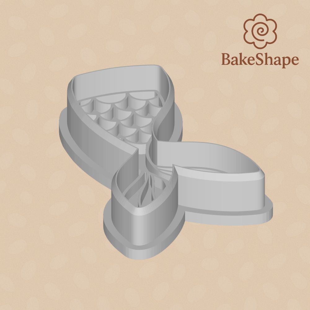 Mermaid fin cookie cutter STL for fondant, cookies, and clay crafts