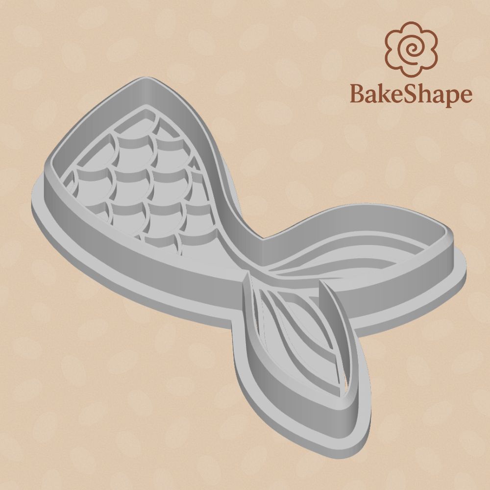 Mermaid tail cookie cutter and embosser STL – 3D printable ocean design