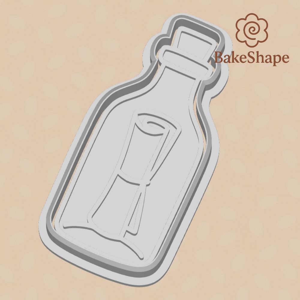 Message in a bottle cookie cutter STL file – 3D printable beach design