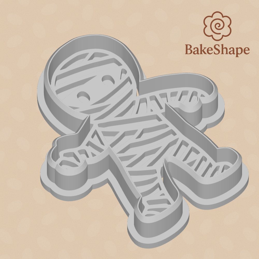 Mummy cookie cutter and embosser STL file – Halloween 3D printable