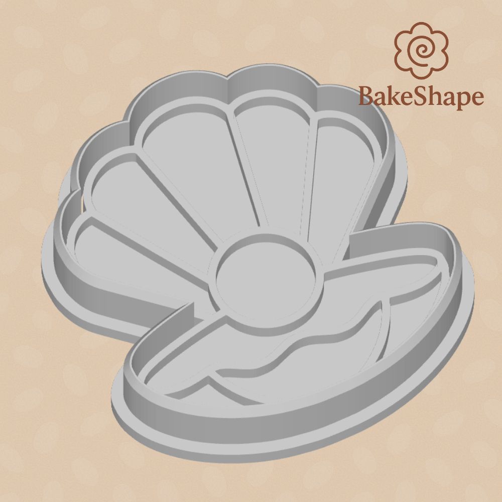 3D printable seashell with pearl cookie cutter STL for mermaid and beach parties