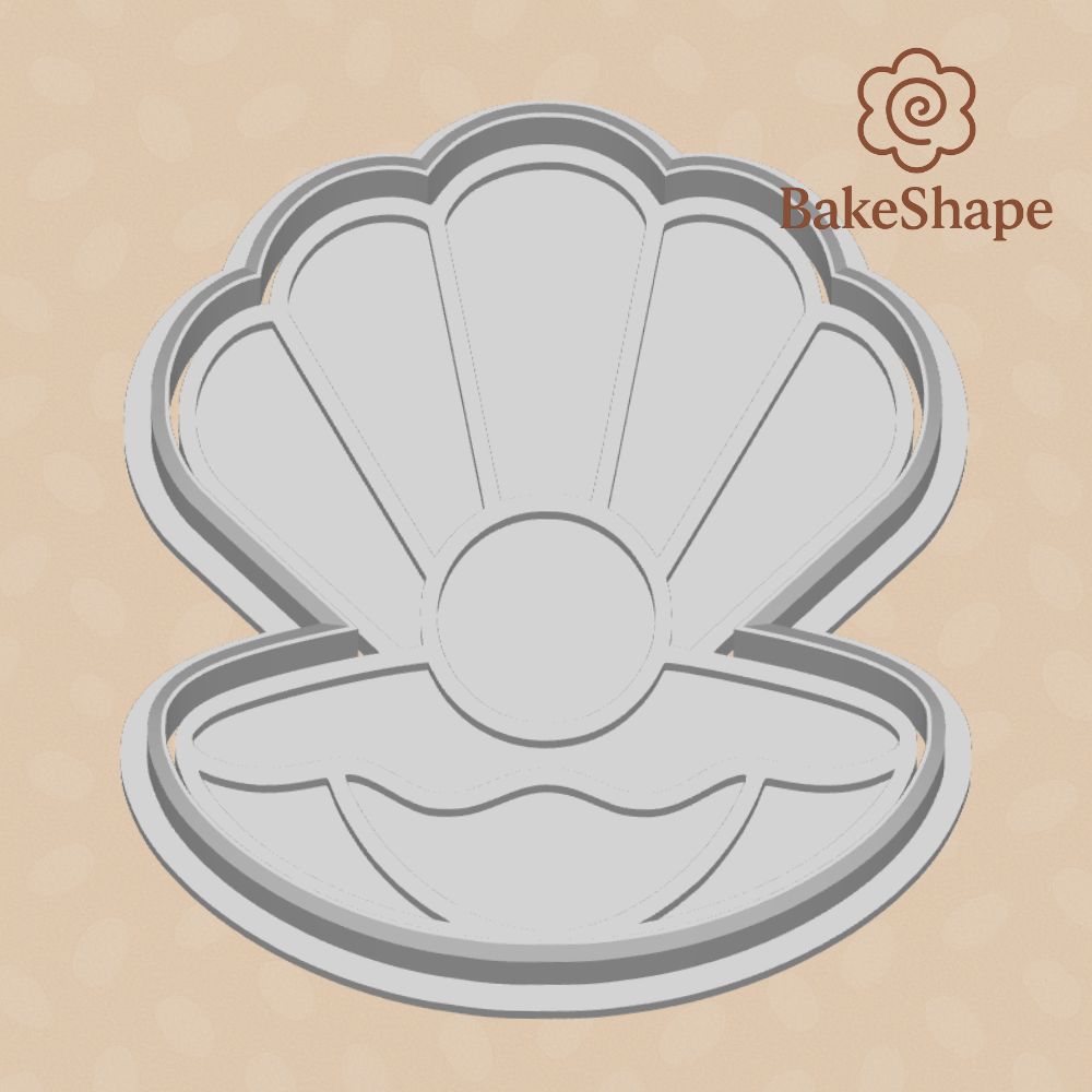 Pearl in shell cookie cutter and embosser STL – 3D printable ocean design