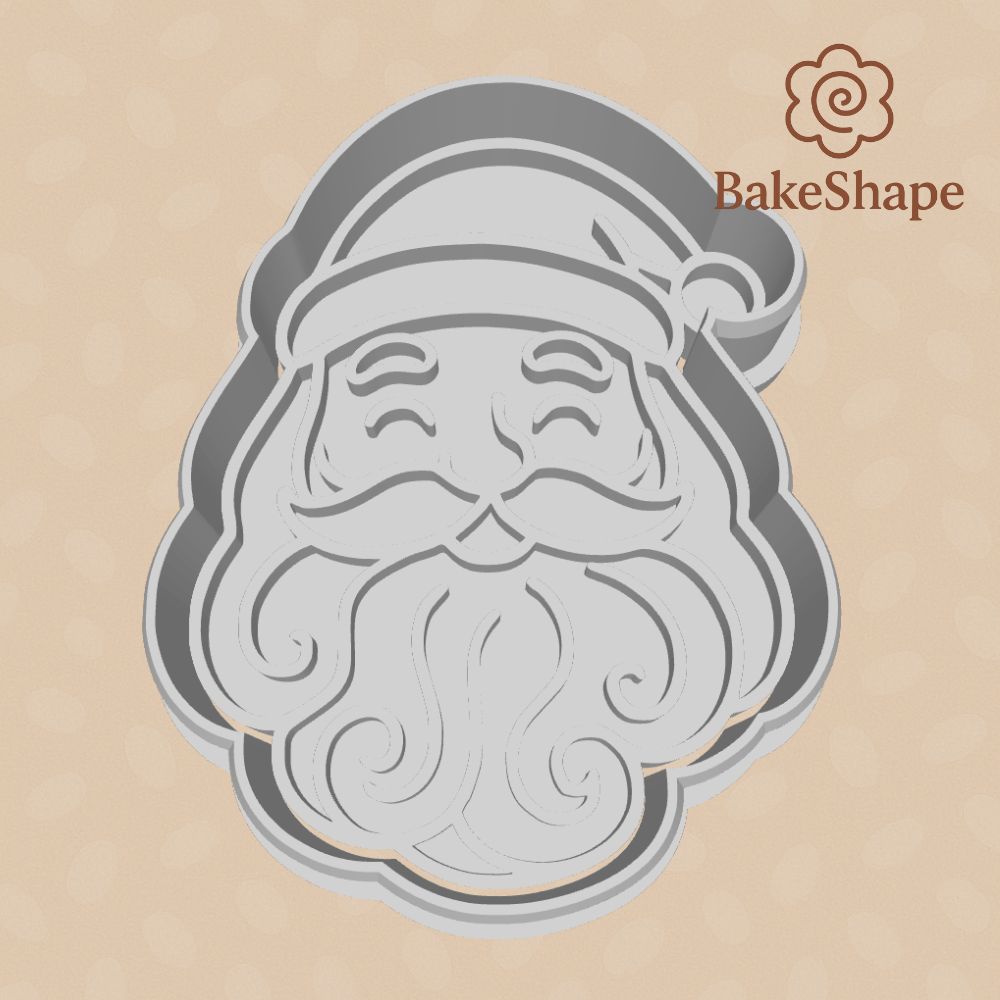 Santa cookie cutter and embosser STL file for 3D printing