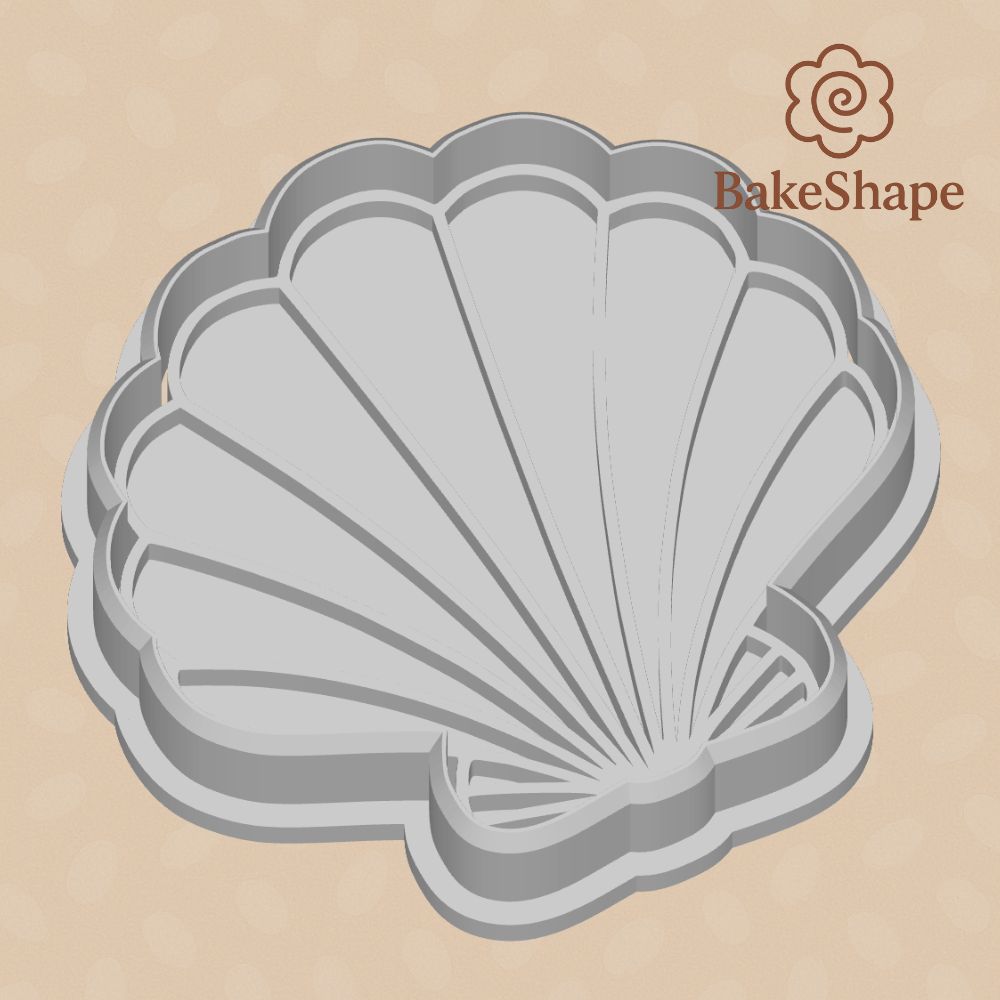 Scallop shell cookie cutter and embosser STL – 3D printable beach design