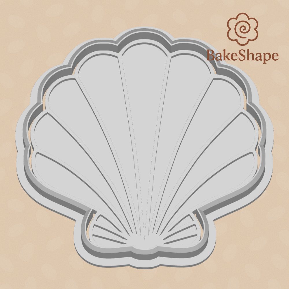 Scallop shell cookie cutter and embosser STL – 3D printable beach design
