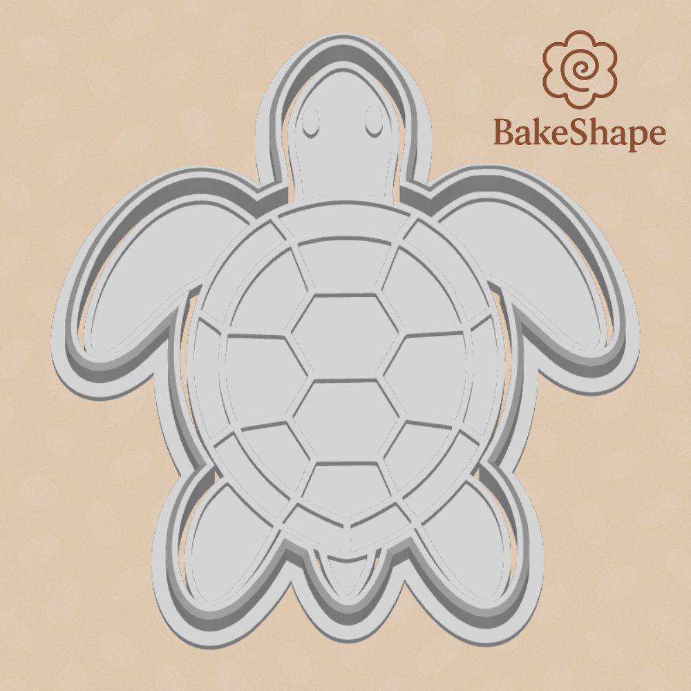 sea turtle cookie cutter and embosser STL file for fondant and cookies