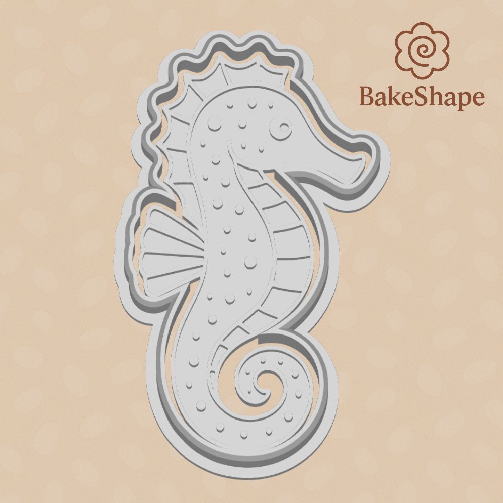 3D printable seahorse cookie cutter and embosser STL for fondant and cookies