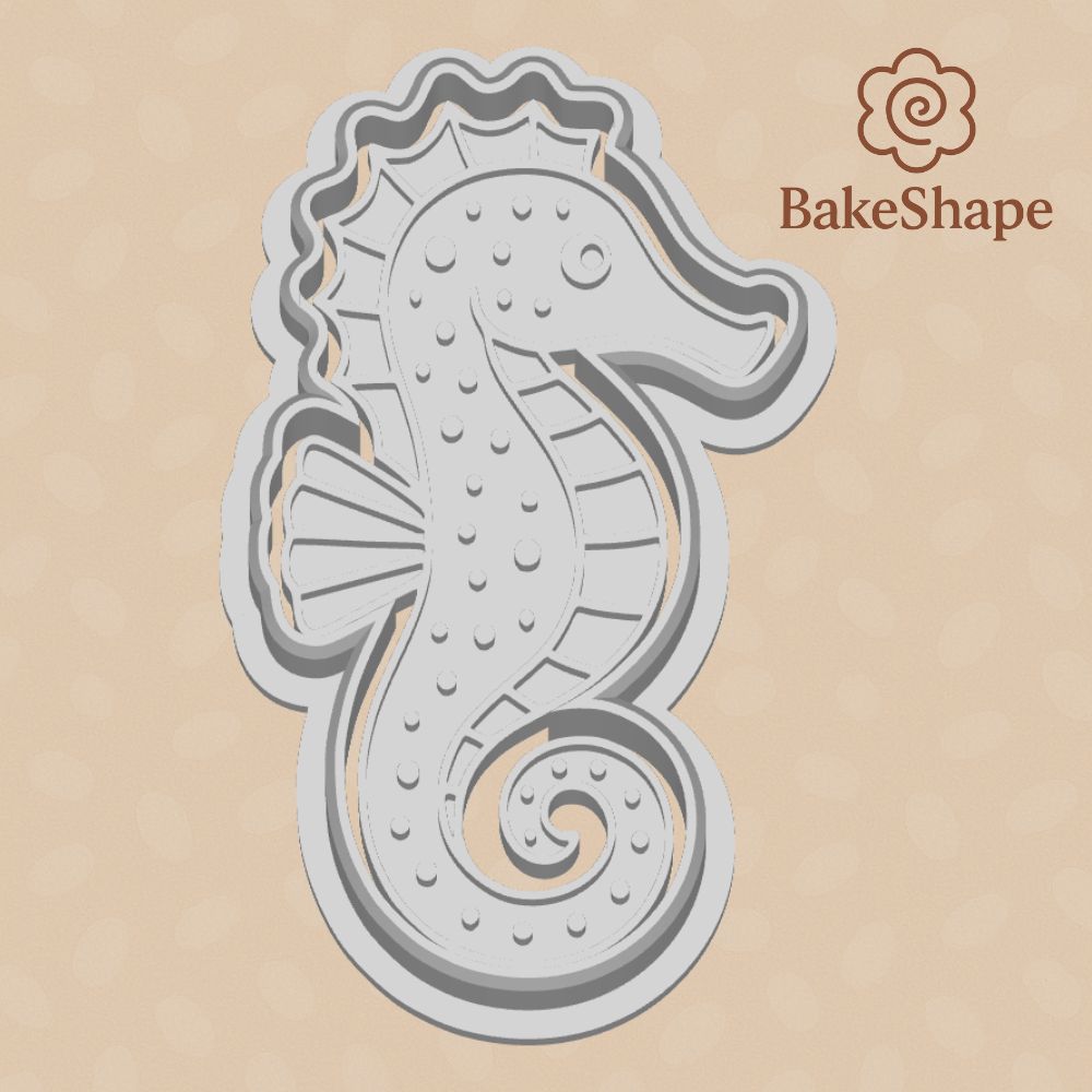 Seahorse Cookie Cutter &amp; Embosser STL File - 3D Printable Sea Theme Download