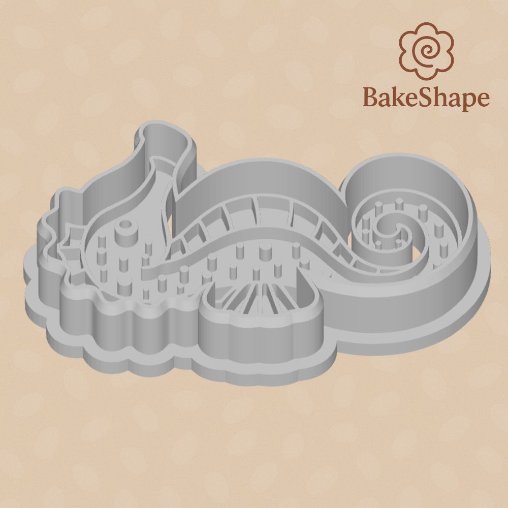 Seahorse Cookie Cutter &amp; Embosser STL File - 3D Printable Sea Theme Download
