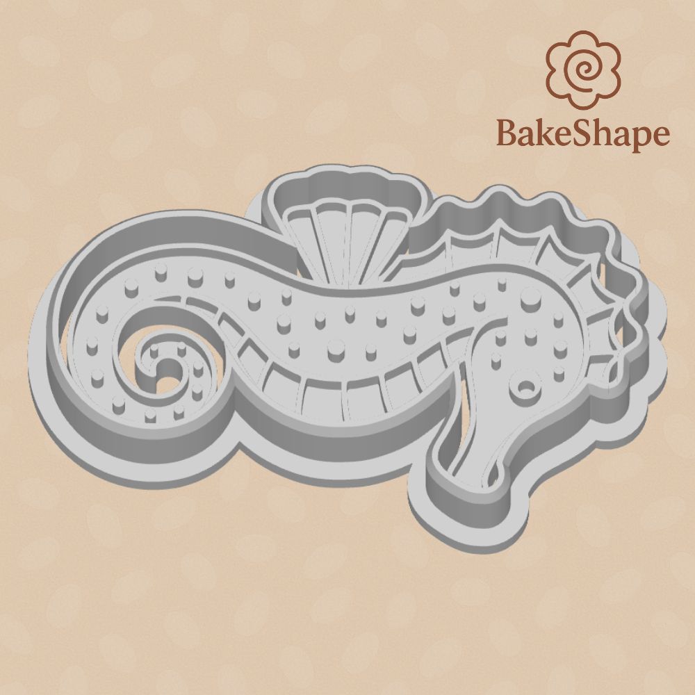 Seahorse Cookie Cutter &amp; Embosser STL File - 3D Printable Sea Theme Download