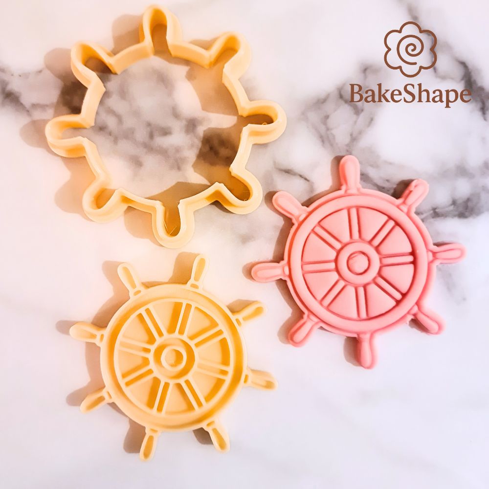ship wheel cookie cutter and stamp embosser stl file