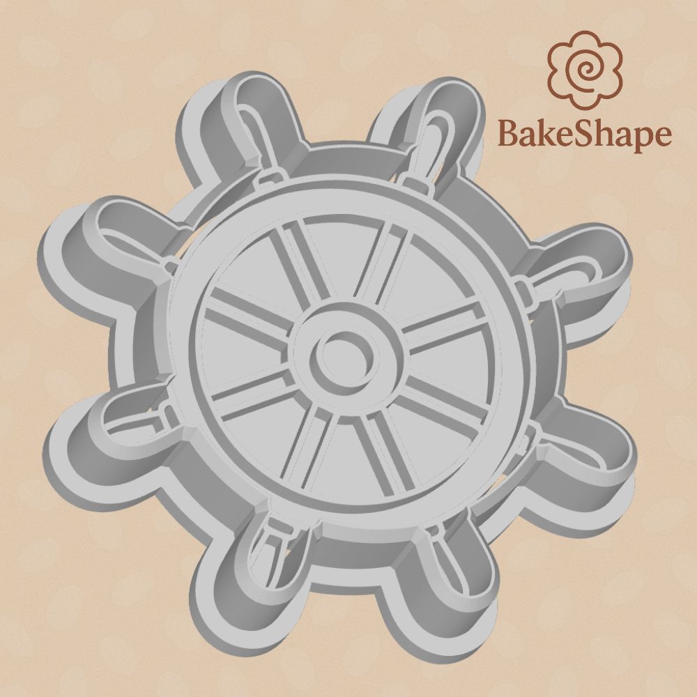 Side view of ship wheel cookie cutter STL showing clean cutting edge and sturdy walls