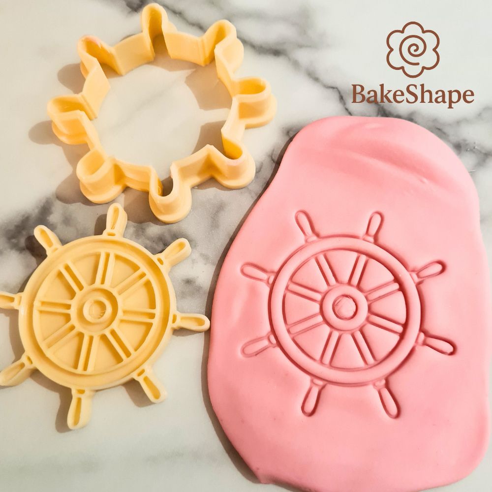 3D printable ship wheel cookie cutter STL with nautical captain’s helm design
